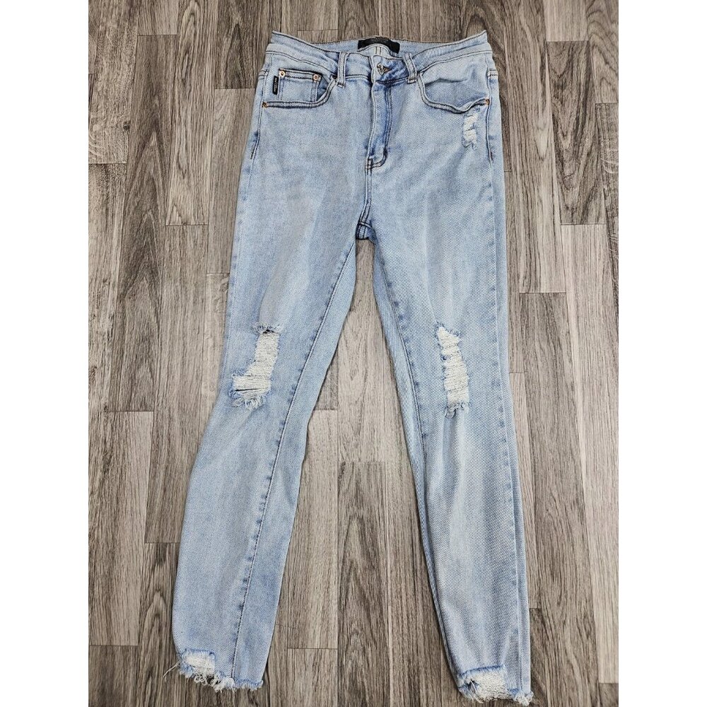 Monkey Ride Jeans Womens‎ 11/30 Light Wash Distressed Denim High Rise